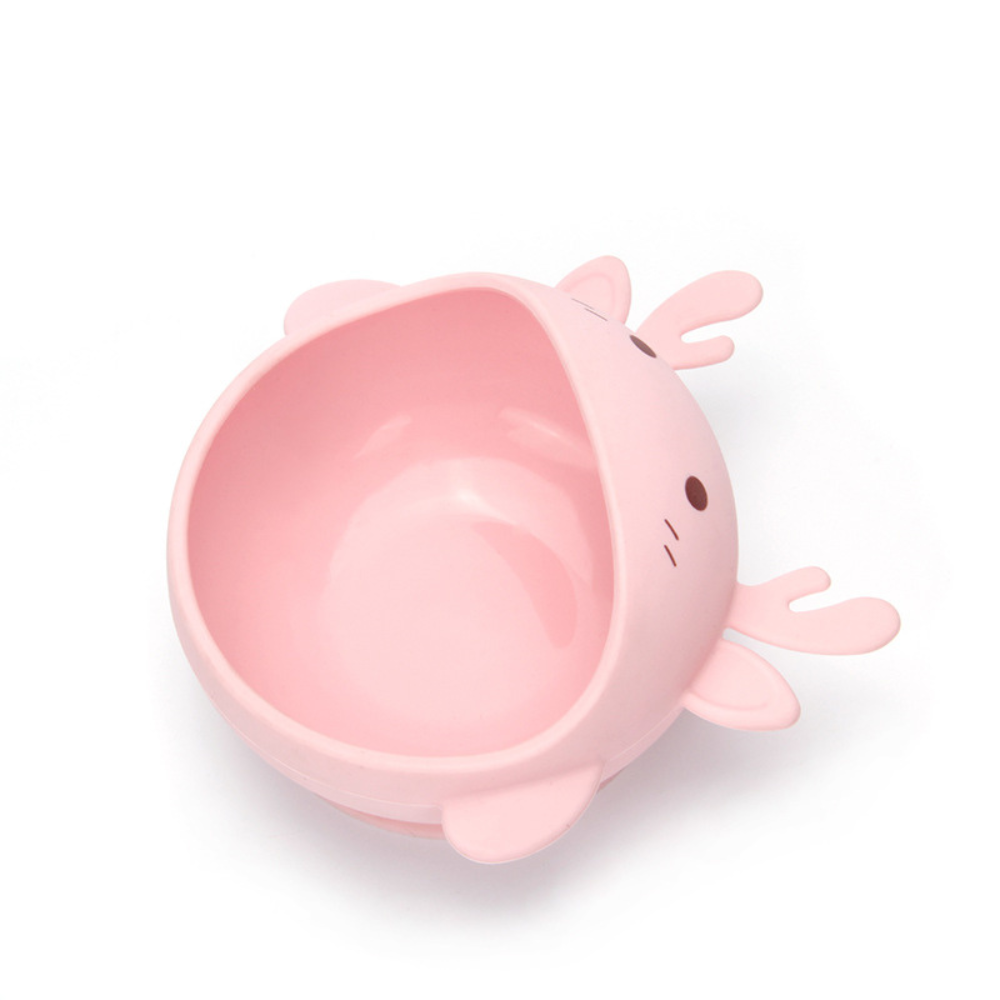 Silicone Baby Bowl - Deer Shape Pink - Green Shop Online