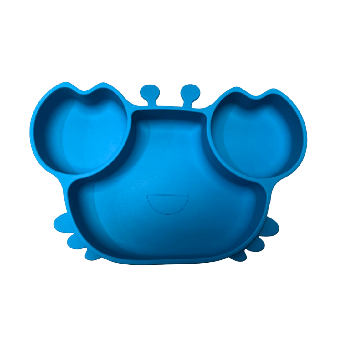 Crab Shaped Silicone Plate Cutlery Set & Kids' Easy-Grab Chopsticks - Green Shop Online