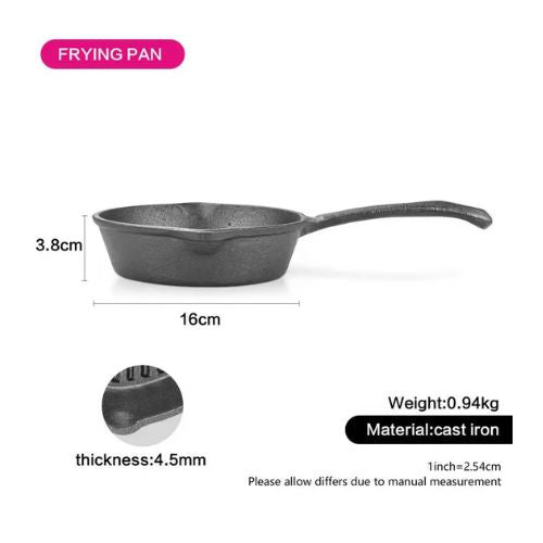 Non-Stick Cast Iron Frying Pan 16cm - Durable, Easy-Clean - Green Shop Online