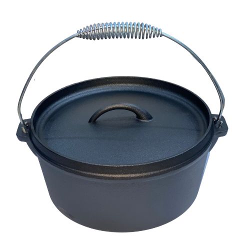 Cast Iron Dutch Oven Pan 25 x 10cm With Two Side Handles and Hanger - Green Shop Online