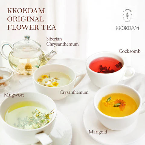 Kkokdam Korean Original Flower Tea Sampler Kit 8 Bags