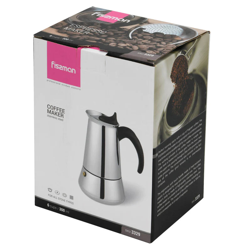 Coffee Maker 300ml for 6 cups - Stainless Steel - Green Shop Online