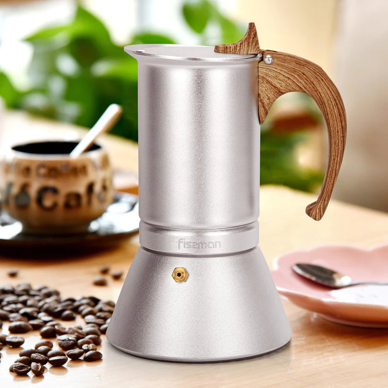 Coffee Maker 300ml For 6 Cups Pressed Aluminium Wooden Handle And Knob - Green Shop Online