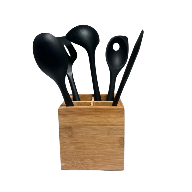 Ultimate Kitchen Utensil Pack with Bamboo Utensil Holder Caddy - Green Shop Online