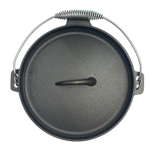 Cast Iron Dutch Oven Pan 25 x 10cm With Two Side Handles and Hanger - Green Shop Online