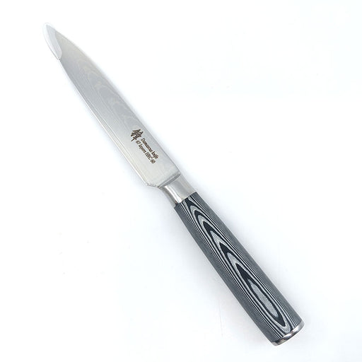 Utility Knife 5in Damascus Steel – Black Wooden Handle