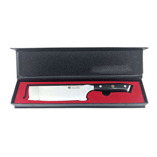 Nakiri Knife 7in Damascus Steel Blade – black wood handle