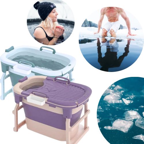 Portable Ice Plunge Bath with Lid 102 x 66 x 92cm With Ice Trays