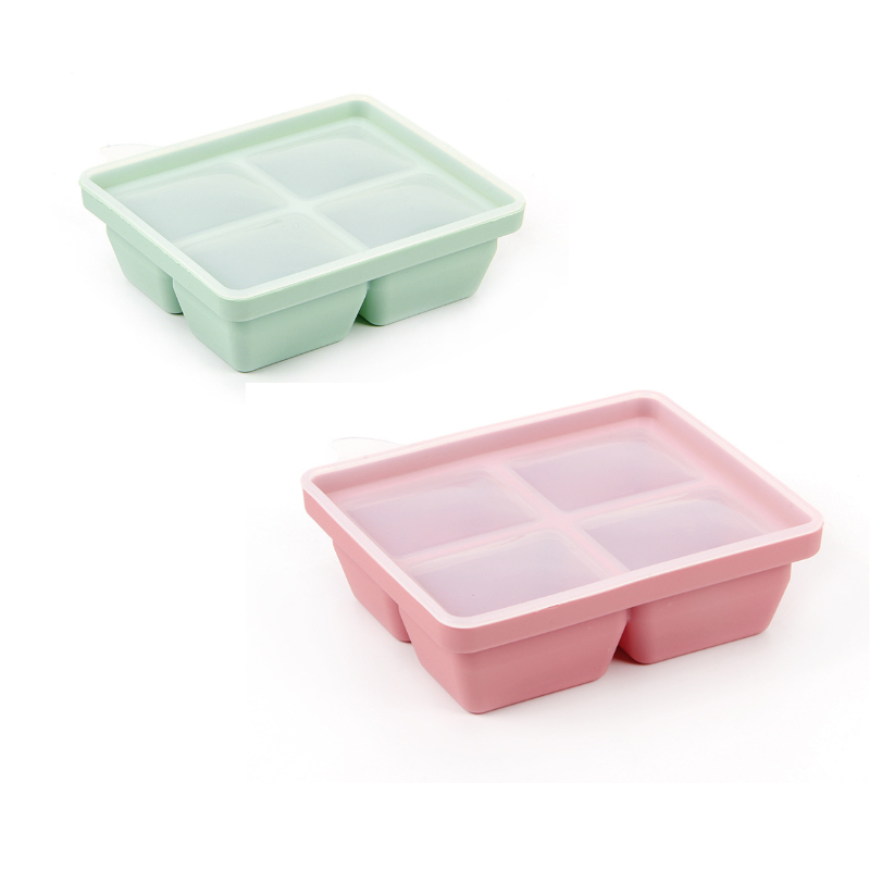 Baby Food-Prep & Serving Silicone Container - 4 Holes - Green Shop Online