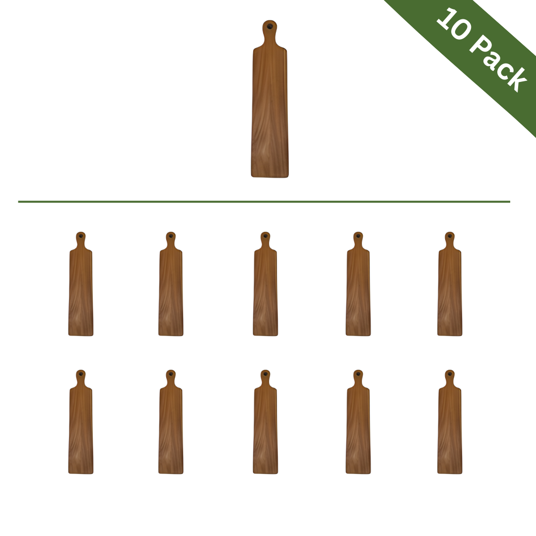 Rectangular Acacia Wood Paddle Serving Boards with Handle – Large, 10-Pack