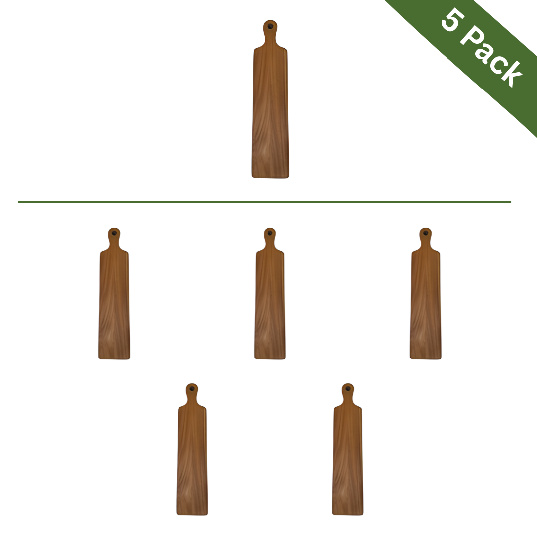 Rectangular Acacia Wood Paddle Serving board with Handle - Large, 5-Pack