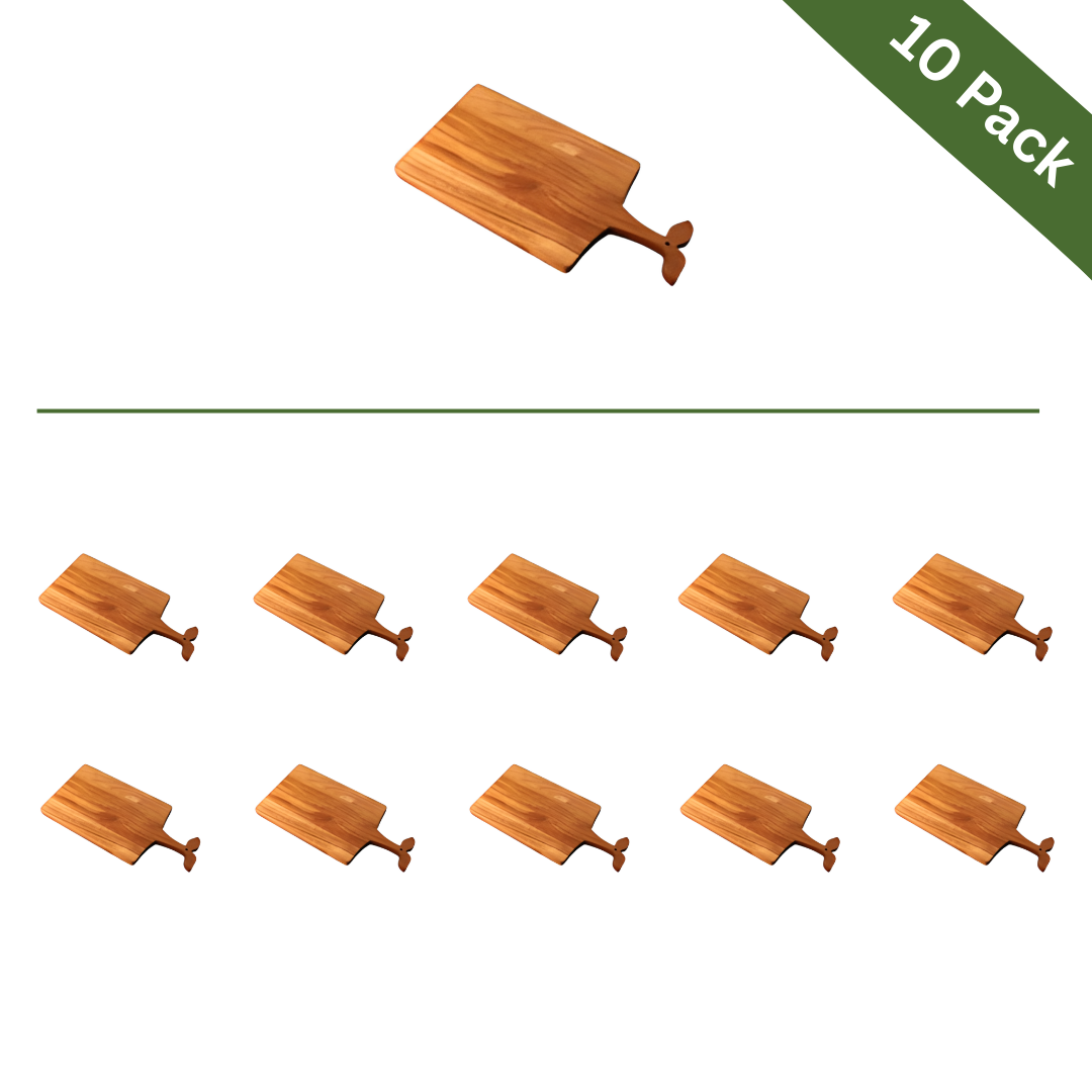 Acacia Wood Serving & Pizza Boards with Sprout Handle – Large, Carton Pack