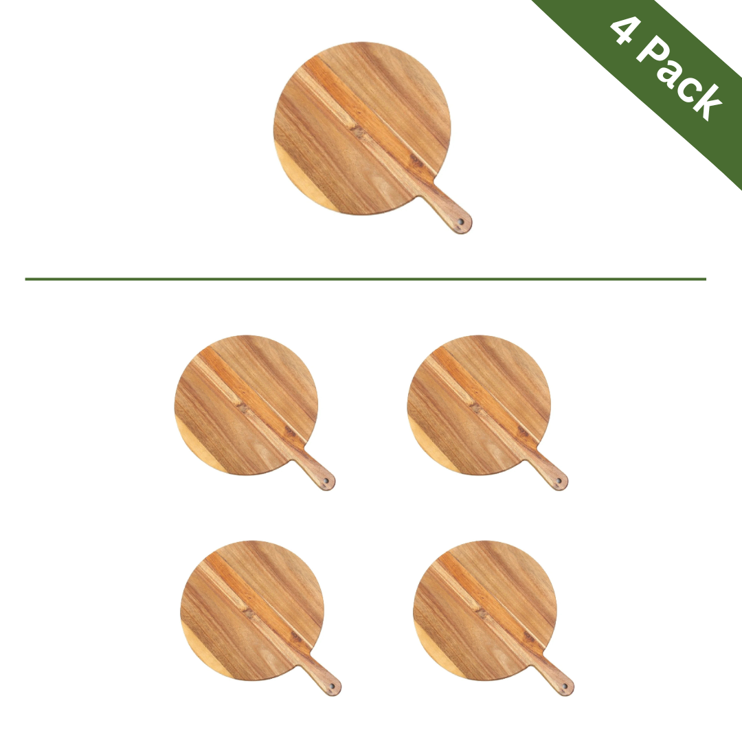 Acacia Wood Pizza Paddle Serving Board Large Super Pack - 4 Pack