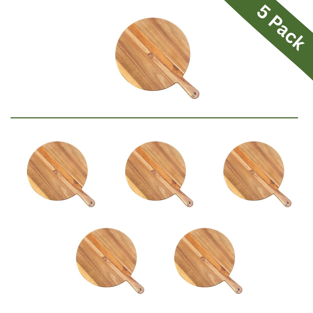 Acacia Wood Pizza Paddle Serving Board - Medium, 5-Pack
