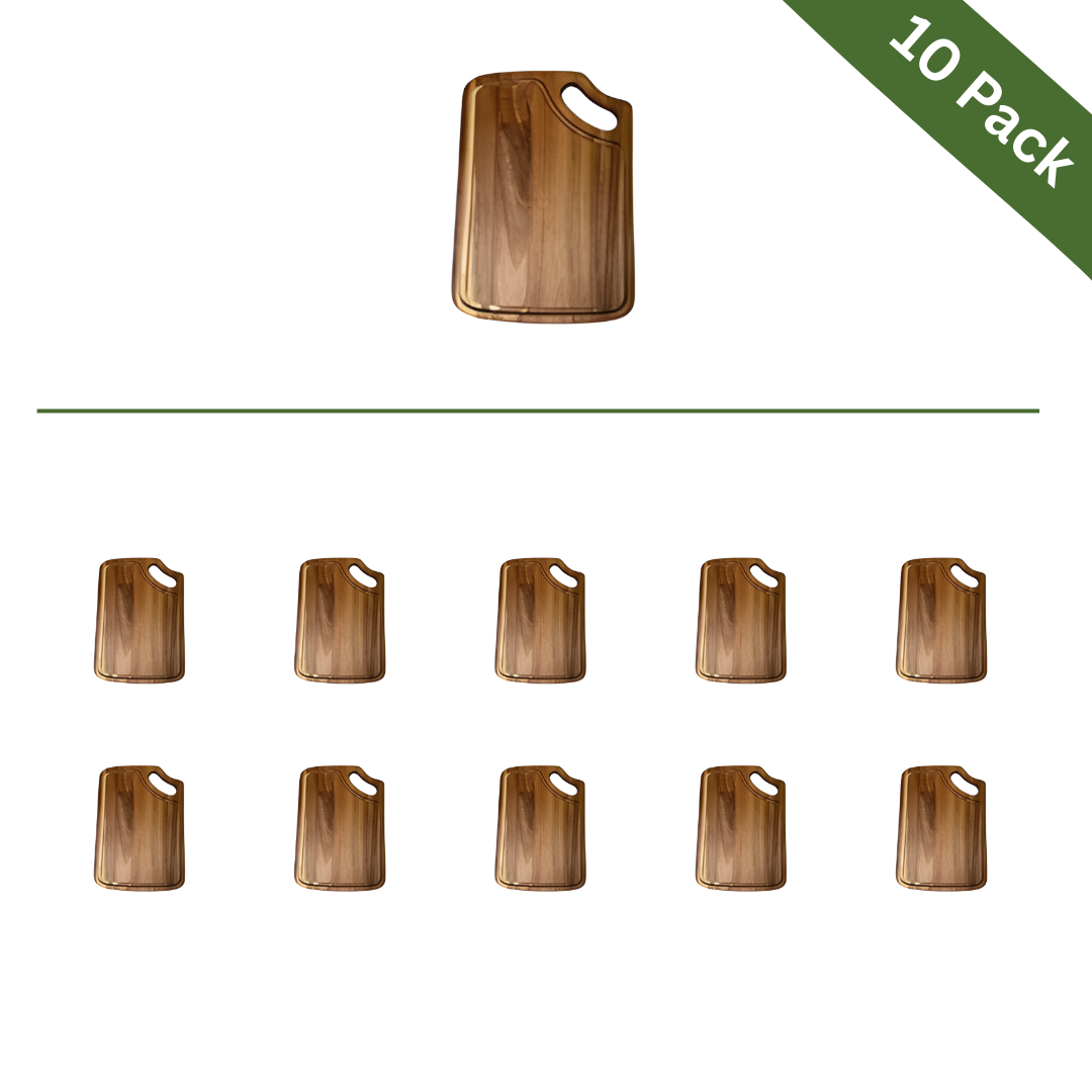 Rectangular Acacia Wood Pizza Cutting Boards with Handle – Medium, 10 Pack