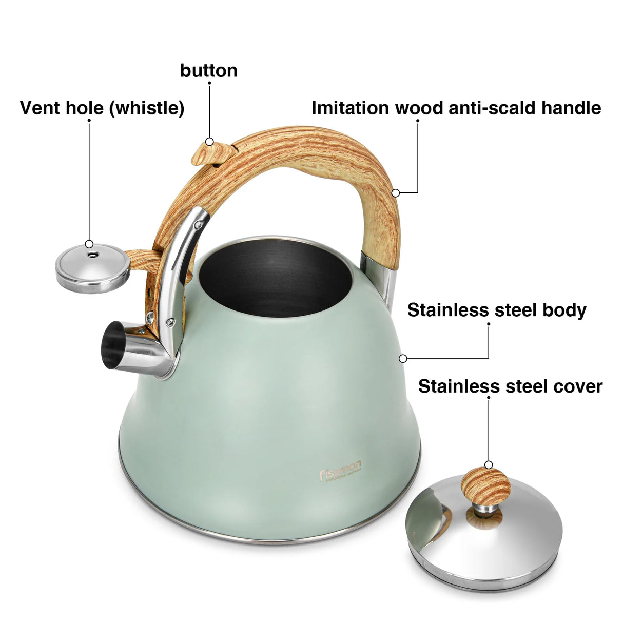 Whistling Tea Kettle Azura Series Stainless Steel - 3.0L - Green Shop Online