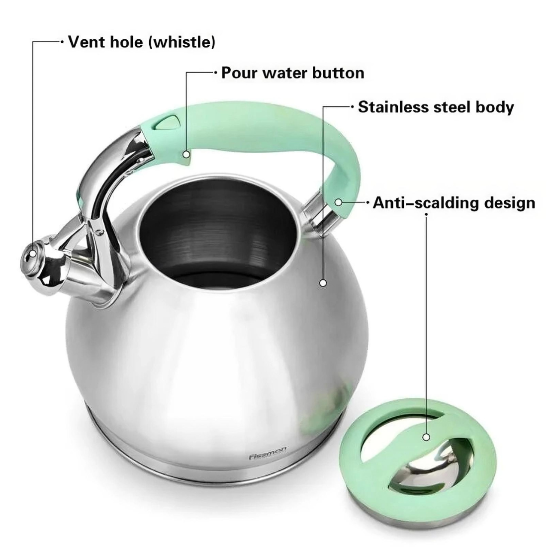 Whistling Tea Kettle Jessica Series Stainless Steel 3.0L - Green Shop Online