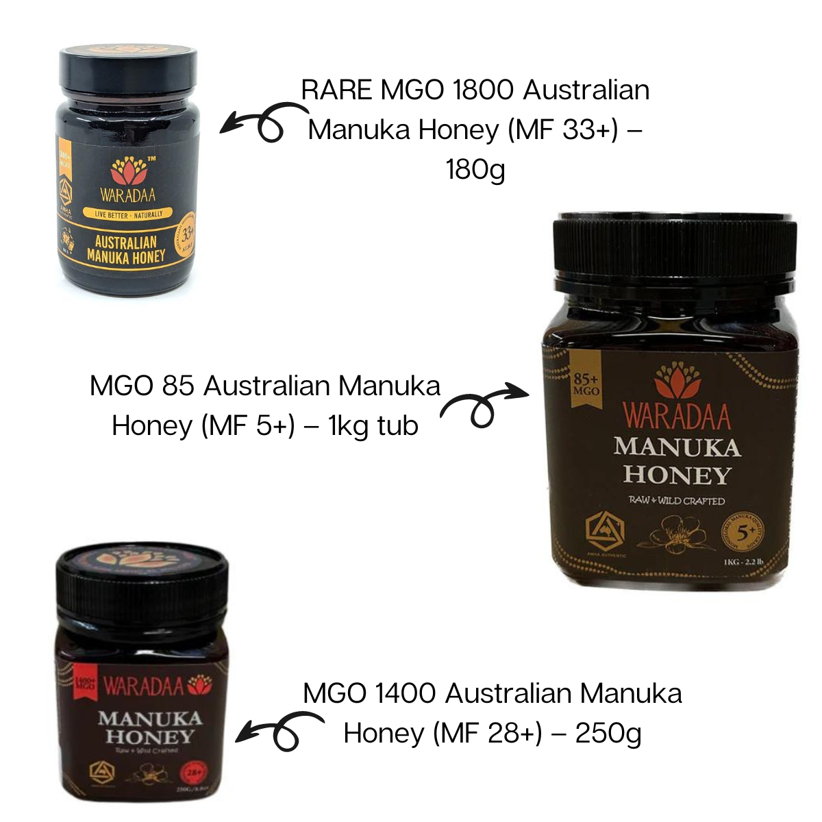Waradaa - Australian Manuka Honey Triple Pack with Rare 1800 MGO - Green Shop Online