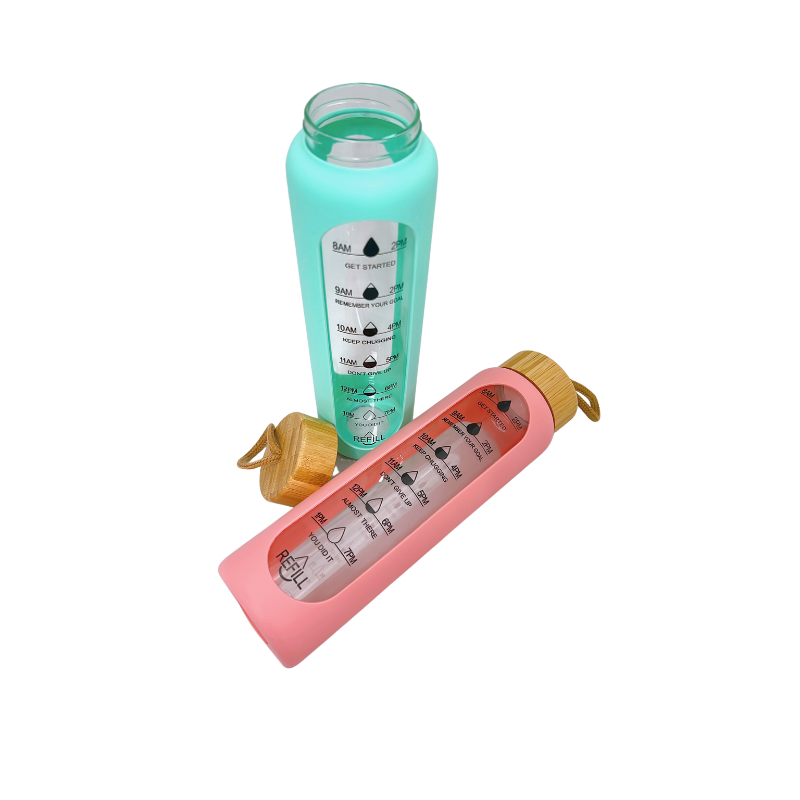 Inspiring Hydration Sports Bottle 1Ltr with Bamboo Lid & Silicone Sleeve - Green Shop Online