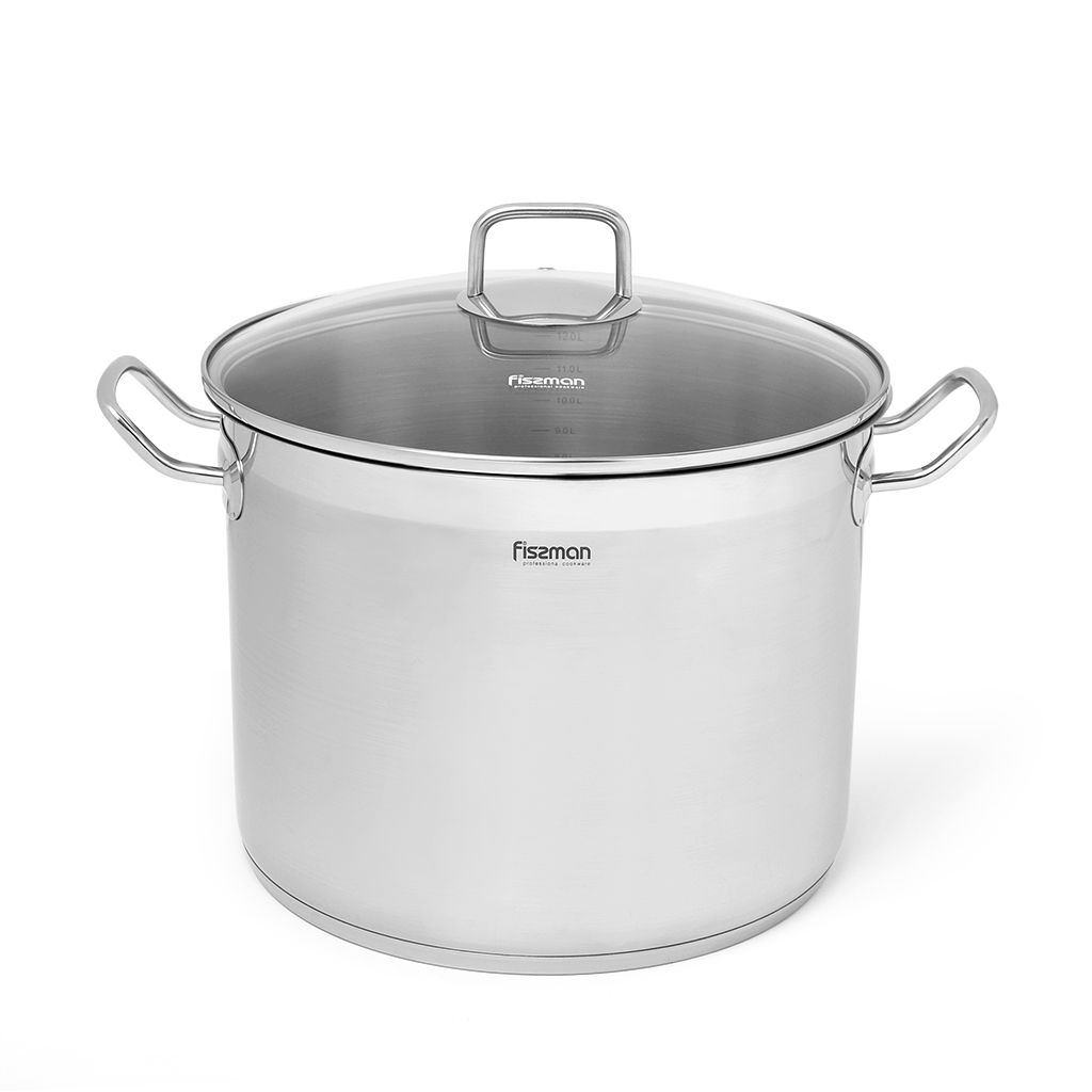 Stockpot 30cm x 21.5cm 15.2 LTR with Glass Lid Stainless Steel - Green Shop Online