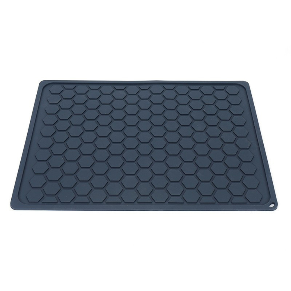 Silicone Dish Drainer Mat - Dark Grey - Hexagon 30x40cm - Green Shop Online