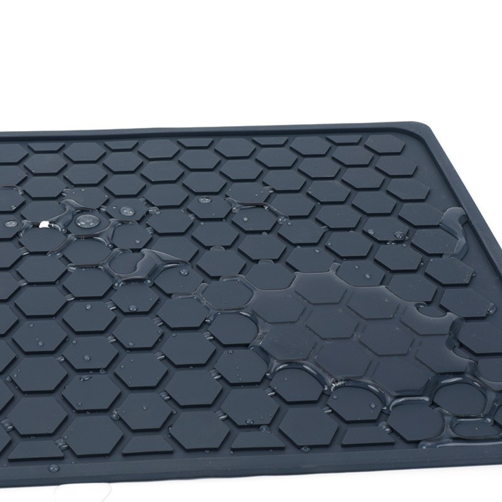 Silicone Dish Drainer Mat - Dark Grey - Hexagon 30x40cm - Green Shop Online