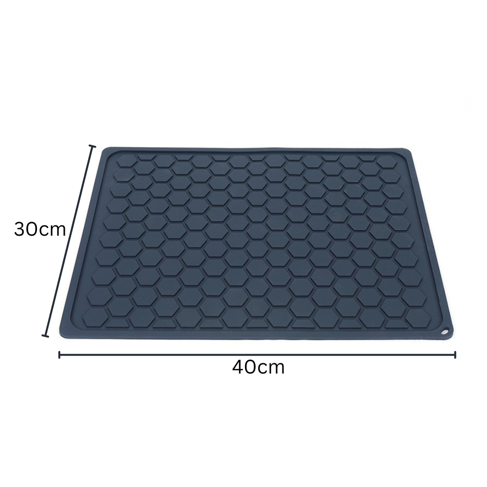 Silicone Dish Drainer Mat - Dark Grey - Hexagon 30x40cm - Green Shop Online