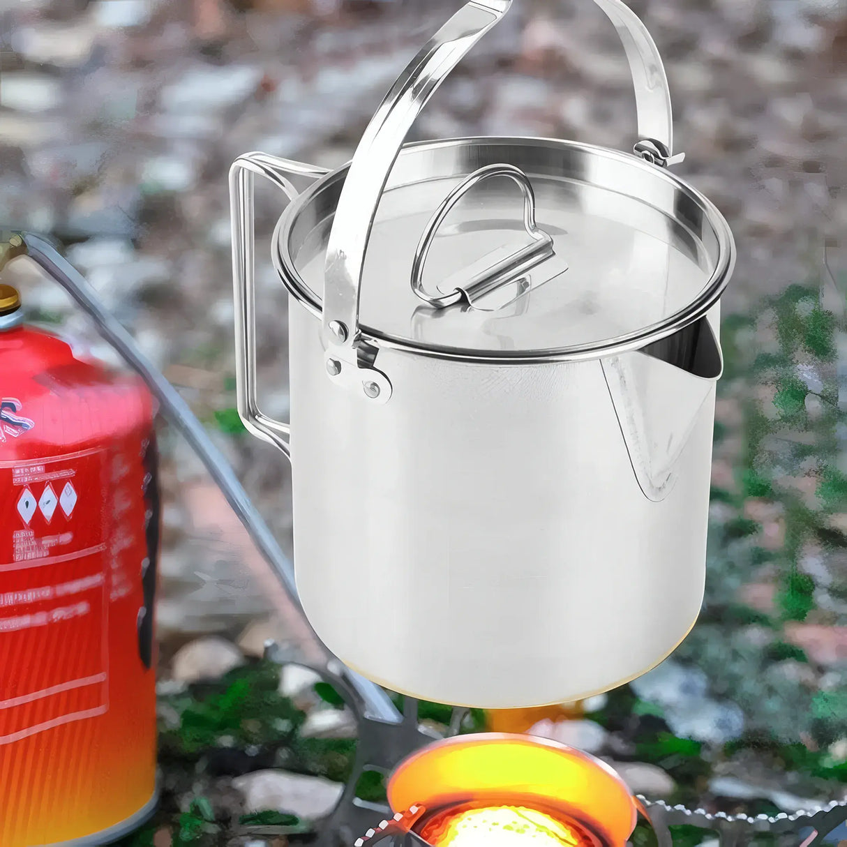 Stainless Steel Camping Kettle - 1.2L Capacity