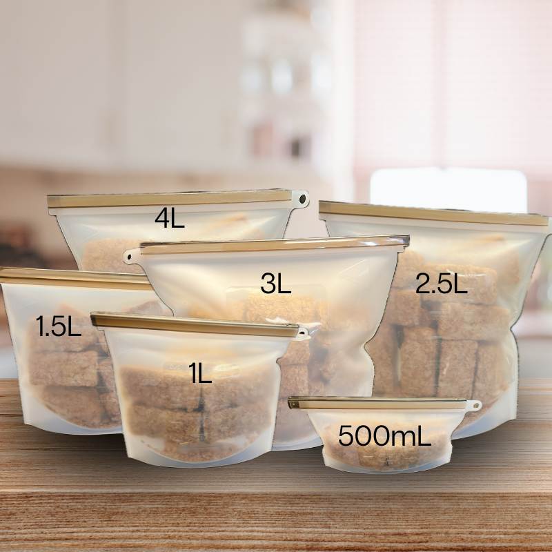 Reusable Silicone Food Storage Bag - 5 pack - Small 500ml - Green Shop Online