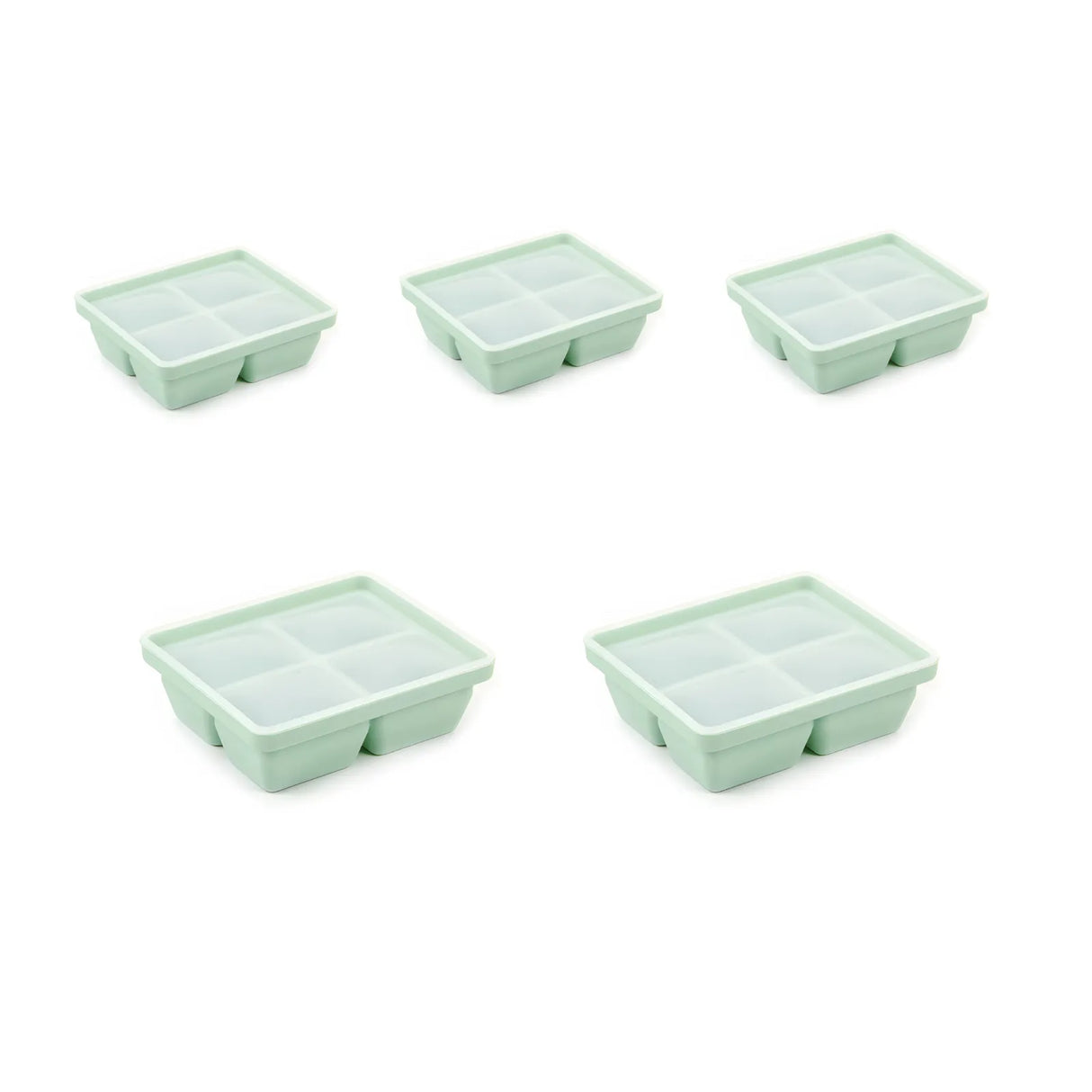 Baby Food-Prep & Serving Silicone Container Green - 4 Holes - 5 Pack Bundle
