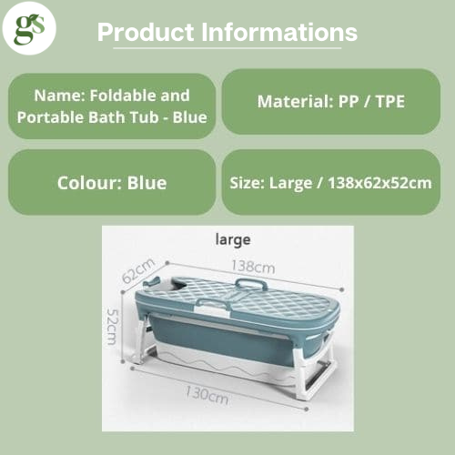 Adult Foldable Bath Tub - Medium 138 x 62 x 52 - Green Shop Online