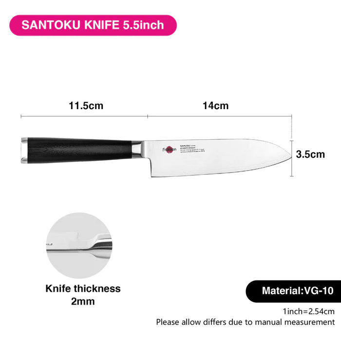 5.5" Santoku knife MUSASHI 14cm steel DAMASCUS