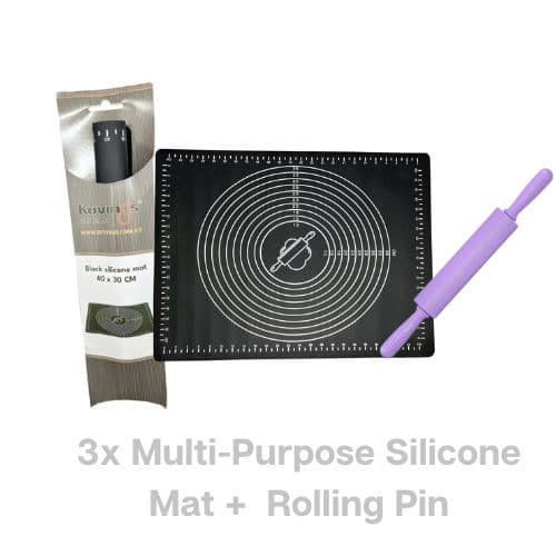 Baking Silicone Mat for Rolling Dough 40x30cm x 3  + 1 Rolling Pin