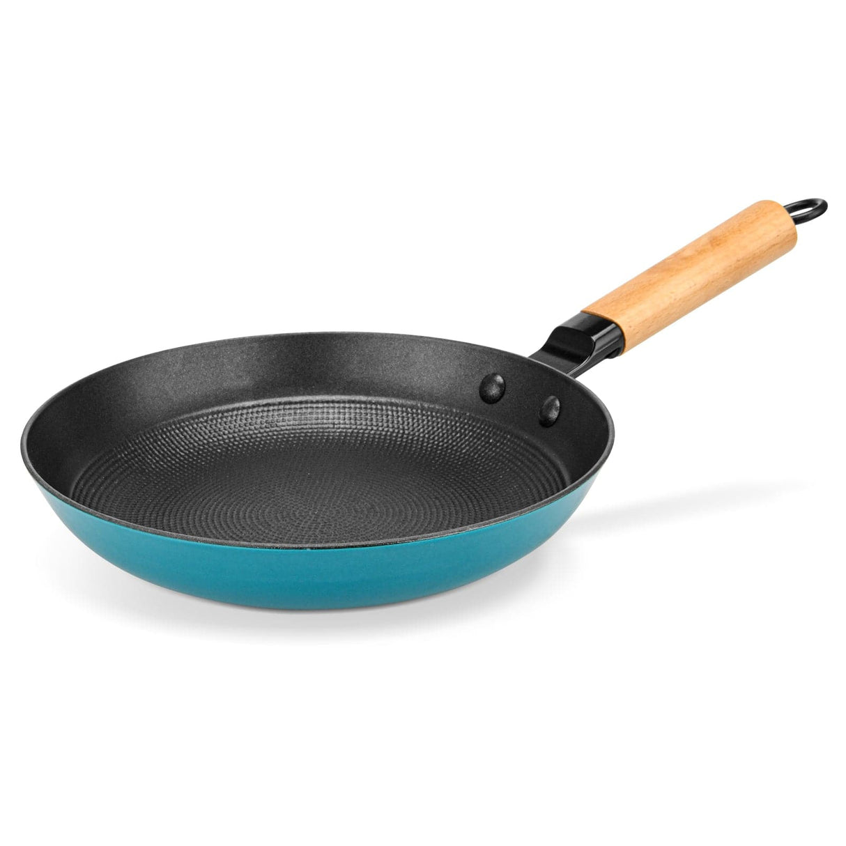 Frying Pan 24cm x 4.5cm with Wooden Handle - Green Shop Online