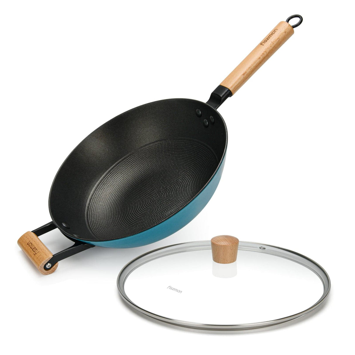 Enameled lightweight cast iron with non-stick coating 30 cm x 8.4 cm Wok Style Fry Pan - Green Shop Online