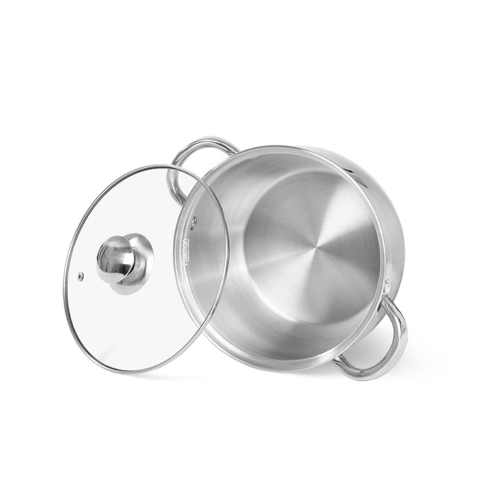 Stockpot Casserole 18 x 10.5cm 2.7 LTR with glass lid stainless steel