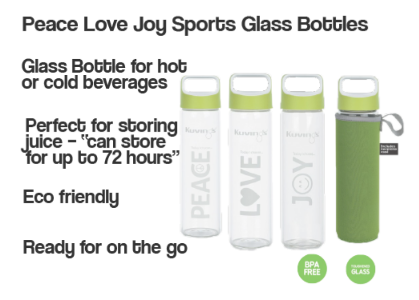 3 Pack of Glass Sports Bottle - 591ml - Green Shop Online