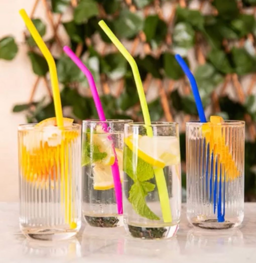 5 Silicone Straws with Cleaning Brush