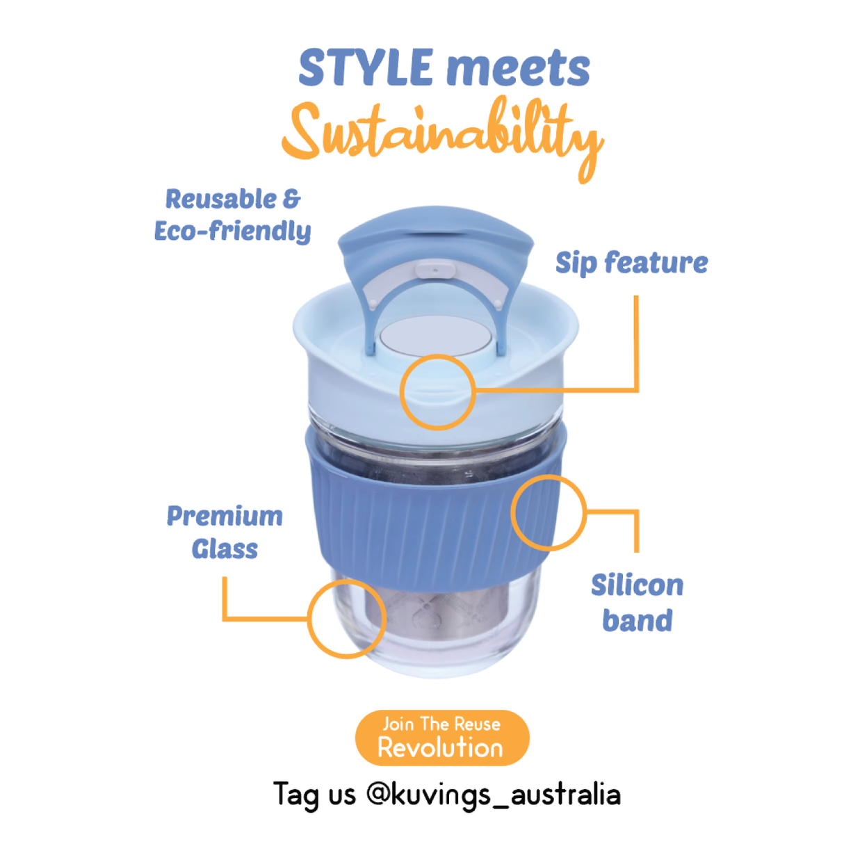 Small Reusable Tea Strainer Cup - 360ml - Green Shop Online