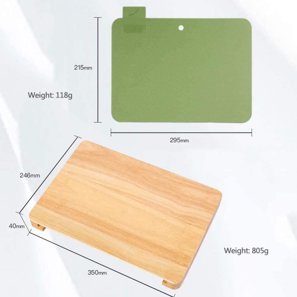 Wooden Cutting And Storage Board Plus 4 Color Coded Chopping Mats - Green Shop Online