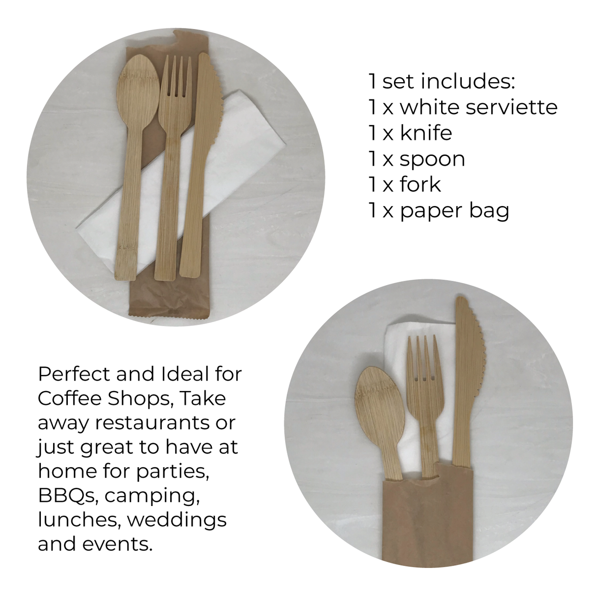 Disposable Bamboo Cutlery 100 sets - Green Shop Online