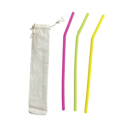 Silicone 6mm Straws – Bent 3 colours - Green Shop Online