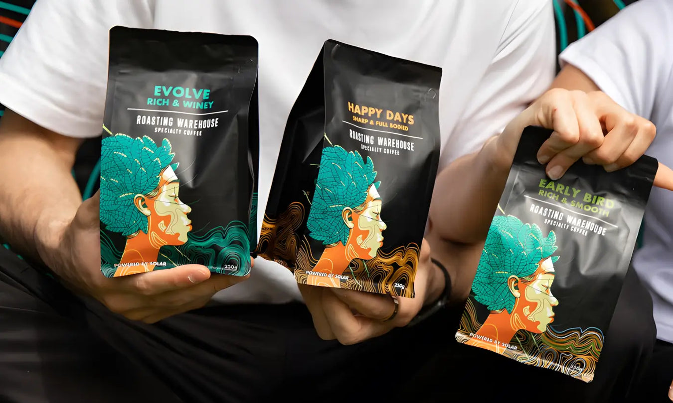 11:01 AMClaude responded: Roasting Warehouse specialty coffee beans — Evolve, Happy Days, and Early Bird whole bean blendsRoasting Warehouse specialty coffee beans — Evolve, Happy Days, and Early Bird whole bean blends