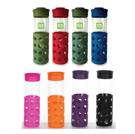 Glass Water Bottles with Sipper & Sleeve