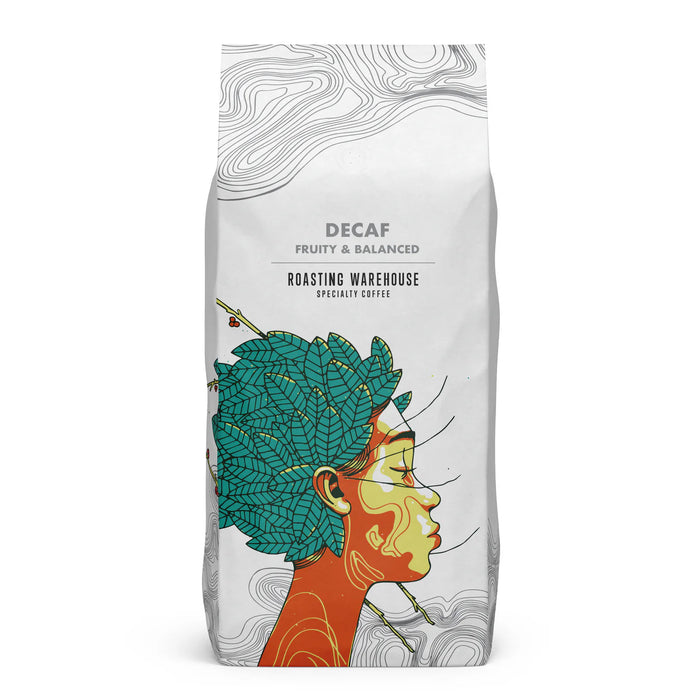 Decaf Coffee by Roasting Warehouse - Whole Beans & Ground | Light Roast | Fruity & Caramel Notes Whole Beans / 1Kg
