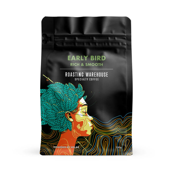 Early Bird Coffee Blend by Roasting Warehouse - Dark Roast | Rich & Nutty | Whole Beans & Ground 250g / Whole Beans