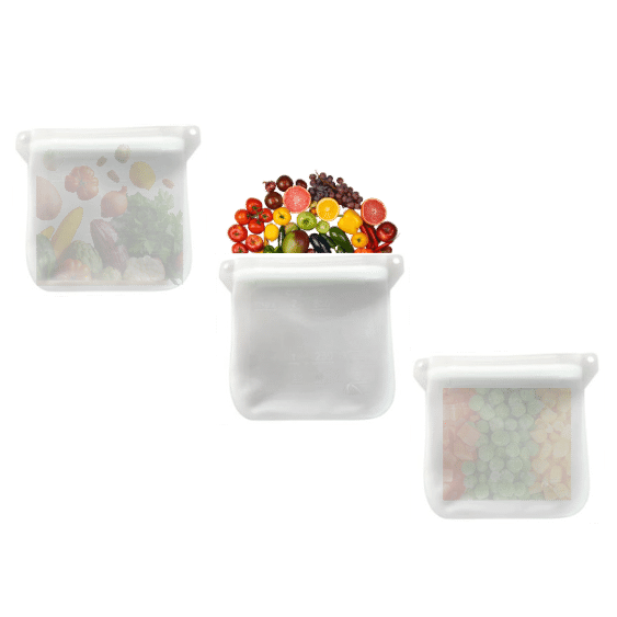 Food Storage Bags Pure Platinum Silicone 18x4.5x18.5cm 1000ml - 3 Pack