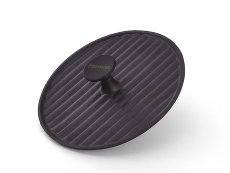 Non-Stick Cast Iron Round Grill Press With Bakelite Knob Black 24cm - Green Shop Online