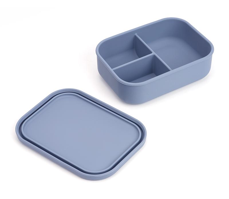 Blue 3-Compartment Silicone Bento Lunch Box