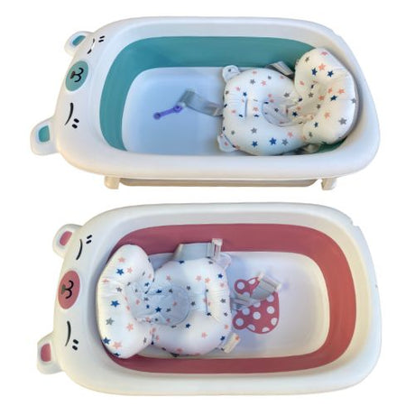 Kids Foldable Bath Tub - Small 78 x 49 x 23cm with Support Pillow - Green Shop Online